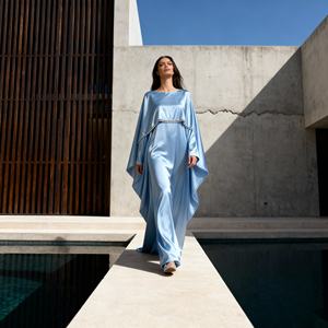 Premium Luxury Pearl Polyester Elegant Custom Abaya <b>Dress</b> for Muslim Women Wholesale Evening Occasion - Product Image 3