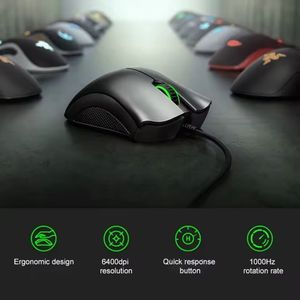 100% Original <span class=keywords><strong>Razer</strong></span> <span class=keywords><strong>Deathadder</strong></span> esencial con cable ergonómico <span class=keywords><strong>6400</strong></span> <span class=keywords><strong>DPI</strong></span> óptico Usb silencioso RGB 1,8 m Longitud del Cable ratón para juegos - Product Image 4