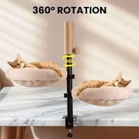 360 °   Lit pour chat rotatif et réglable avec poteau à gratter amovible, montage en hamac