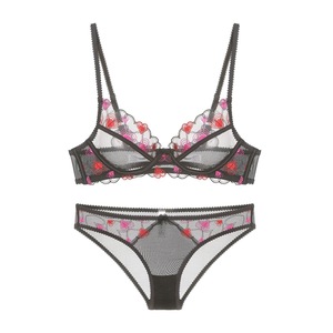 Ensemble de lingerie féminine sexy en dentelle florale ultra-fine brodée, deux pièces (soutien-gorge et culotte) – Vente en gros - Product Image 3