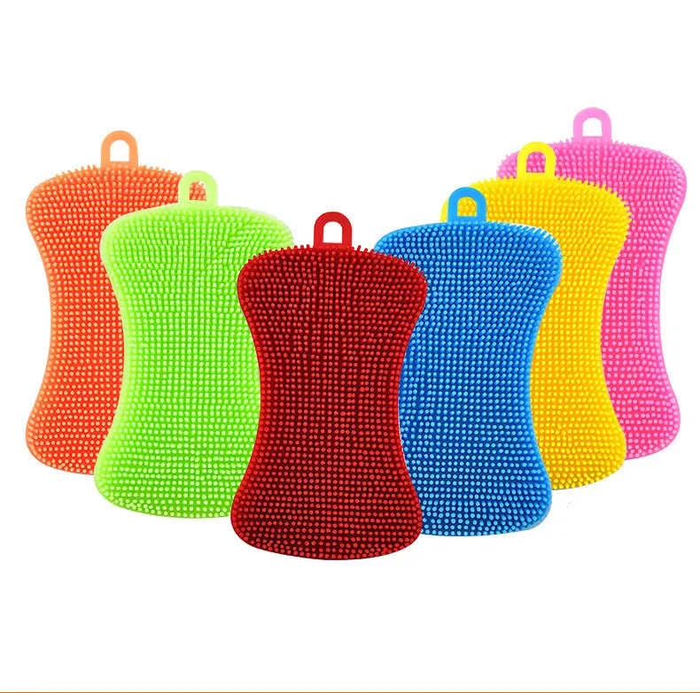Kitchen Cleaner Silicon Double Sided Cleaning Sponge For Dishes Washing