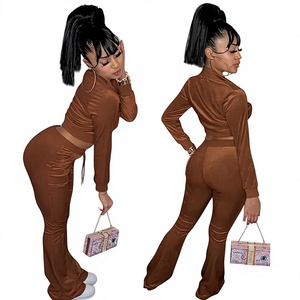 <b>Tracksuit</b> Women New Arrivals Custom Velvet <b>Tracksuit</b> Women Zipper Body <b>Velour</b> Track Jacket With Pants 2 Piece Set Women Clothing - Product Image 1