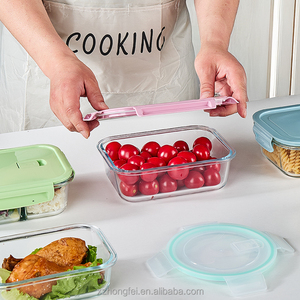 Thủy tinh BoroSilicate cao Bảo quản hộp lò vi sóng heatable nắp nhựa cho cơm trưa đồ dùng nhà bếp bên - Product Image 3