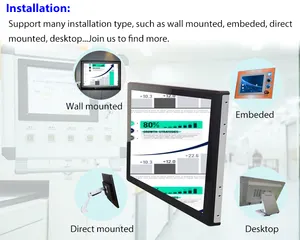 Kustom untuk kios LCD 21.5 inci Ip65 tahan air pasang dinding bingkai terbuka Monitor layar sentuh industri Monitor layar sentuh