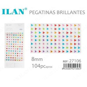 Ilan Adesivi Brillanti Triangolari 8mm Multicolore 104pz Codice 27106 - Product Image 3