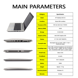 Laptop bisnis HP EliteBook 840 G5 bekas, Laptop Intel <span class=keywords><strong>Core</strong></span> <span class=keywords><strong>I7</strong></span> 8550U <span class=keywords><strong>CPU</strong></span> 16GB RAM 512GB SSD asli diperbarui komputer bekas - Product Image 2
