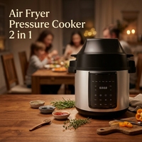Friteuse à air numérique électrique multifonction 6L avec contrôle numérique, autocuiseur 2-en-1 en acier inoxydable avec écran LED pour usage domestique
