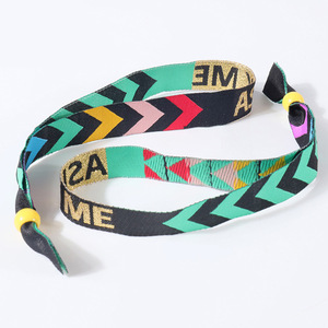 Pulsera de tela de boda personalizada de alta calidad, muñequeras de tela con logotipo personalizado, pulsera para fiestas, eventos, pulsera tejida para festivales - Product Image 1