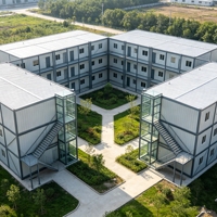 Bâtiment d'appartements moderne à structure en acier multi-niveaux, plateforme de mezzanine, double étage, construction intégrée, solution complète