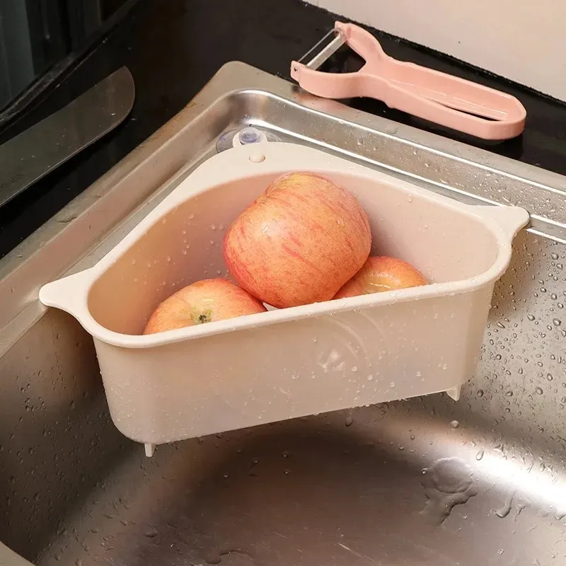 Fruit VegetableSuction Cup Sponge Rack Storage Drainer Basket Triangular Sink Strainer Sink Filter Shelf
