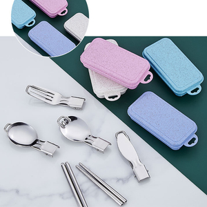 <span class=keywords><strong>Set</strong></span> di Posate Portatili da Campeggio in Acciaio Inox 304 con Coltello Pieghevole, Forchetta e Cucchiaio, <span class=keywords><strong>Set</strong></span> da Viaggio con Custodia in Plastica - Product Image 3