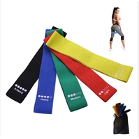 Lot de bandes de résistance pour les fessiers en tissu polyester avec logo personnalisé, 5 bandes d'exercice fitness, sac de transport inclus