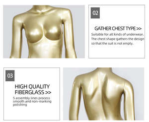 Maniquí de Mujer Elegante y de Lujo, Maniquí Femenino Dorado de Cuerpo Completo, Maniquí de Fibra de Vidrio para <span class=keywords><strong>Boutique</strong></span> de Ropa - Product Image 2