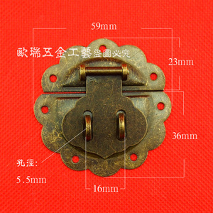 Boucle de boîte S74 59mm en fer, nouveau style chinois pour boîte en bois, installation facile - Product Image 1