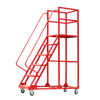 Échelle roulante industrielle robuste, étagère de rangement multi-niveaux avec roues, plateforme de sécurité pour entrepôt, personnalisable OEM