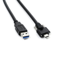Câble USB 3.0 Type A mâle vers Type-C mâle à double vis de verrouillage, industriel, anti-chute, haute vitesse de transfert de données