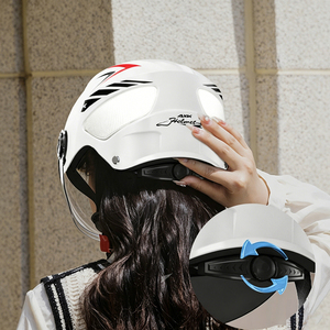 Casque de moto à face ouverte, taille réglable, avec visière solaire et protection contre le vent, double lentille - Product Image 6