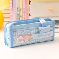 Trousse à crayons multifonctionnelle de grande capacité avec une apparence élevée, boîte de papeterie de stockage de coeur de fille, trousse à crayons double couche