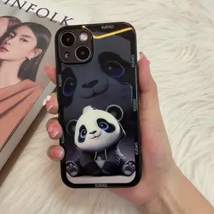 Geili Backpack Premium Panda Tempered Glass Phone Case For Iphone 11 12 13 14 Plus/pro/pro Max Cover