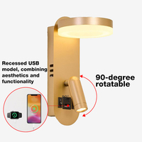 Nouveautés : Applique murale LED moderne et rotative en aluminium de luxe pour chevet, bureau à domicile, avec charge USB