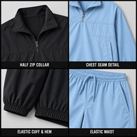 Ensemble veste et short en nylon personnalisé OEM pour homme, style rétro streetwear, coupe-vent imprimé, deux pièces, idéal pour la randonnée