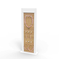 Présentoir à bijoux double face pour colliers et boucles d'oreilles, en bois blanc, pour comptoir, avec crochets, personnalisable