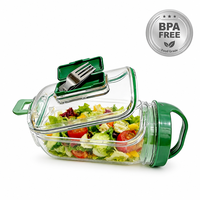 YONGLI Boîte à salade professionnelle à emporter, anti-fuite, avec compartiment à vinaigrette 4 sections et ensemble de fourchettes pliables