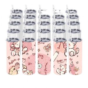 Gobelet isotherme à double paroi en acier inoxydable de 20 oz, blanc, vierge pour sublimation, avec couvercle et paille, idéal pour 6 à 12 cadeaux - Product Image 1