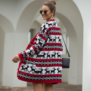 Invierno de 2020 de 100% acrílico Amazon Jacquard vacaciones de Navidad suéter de Rebeca de punto larga para las mujeres - Product Image 3