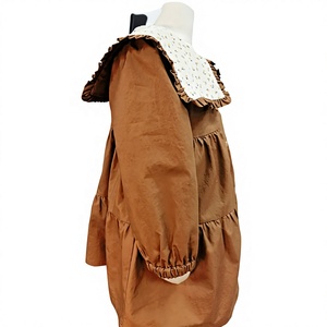 Abito da Principessa per Bambine con Colletto in Pizzo, Maniche Lunghe Ricamate, 100% Cotone, Linea A, Ecologico, Primavera <span class=keywords><strong>Autunno</strong></span>, Tinta Unita - Product Image 6