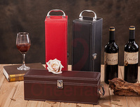 Caja de Cartón Negra Promocional Individual y 4 Accesorios para Vino, Caja de Regalo para Botella de Vino Tinto de Cuero PU