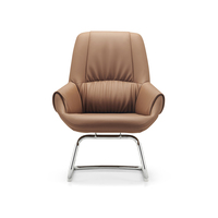 Chaises de bureau de conférence commerciales de luxe modernes Salle de réunion promotionnelle Chaise de bureau de direction en cuir véritable brun
