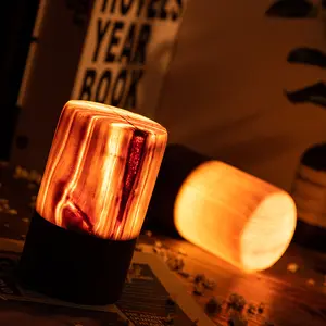 Wooden led touch night light creative gift USB rechargeable table lamp bar restaurant coffee shop ambient light