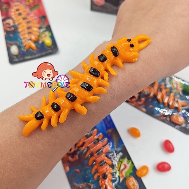 Custom Halloween Soft Candy Colorful Centipede-Shaped Gummy Delicious Fruit Flavor Box Packaging All Natural Sugar Ingredients