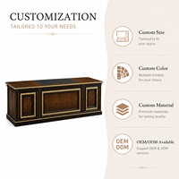 Bureau de direction moderne de luxe en bois de burl sur mesure avec rangement pour hôtel de charme et bureau – Fabricant