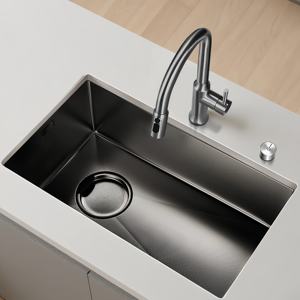 Fregadero de Cocina de Acero Inoxidable 304, de un Solo Tazón Grande, 5MM de Grosor, para Lavar Verduras, con Grifo de Cocina Extraíble de Latón - Product Image 1