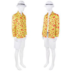 Disfraz de Trafalgar Law, camisa amarilla con corazones rojos, pantalones cortos blancos y sombrero para juego de rol de Anime, conjunto de disfraz - Product Image 3