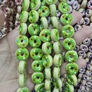 GP1038 Chic Esmalte Multicolor Murano Vidrio Donut Cuentas con glaseado y llovizna o aspersión para la fabricación de joyas - Product Image 3