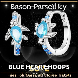 Pendientes de Aro Plateados Brillantes Azul Marino con Diseño de Corazón y Circones para Compromiso, Aniversario, Fiesta, Joyería de Aleación - Product Image 2