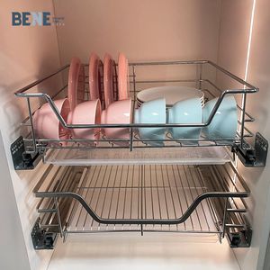 Modern Soft Close Pull Out Basket Wire Mesh Sliding Drawer <b>Dish</b> <b>Rack</b> for Kitchen Cabinets Easy Installation in Cabinets 02.2B.20 - Product Image 1