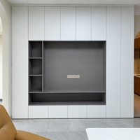 Meuble TV industriel en bois massif, console blanche, centre de divertissement moderne pour salon