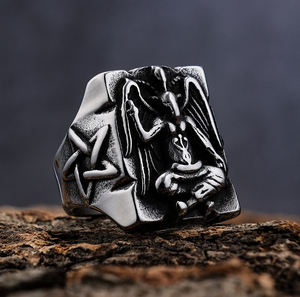 Anillo de acero inoxidable con símbolo de <span class=keywords><strong>Lucifer</strong></span> para hombre, sortija con símbolo de <span class=keywords><strong>Lucifer</strong></span>, <span class=keywords><strong>demonio</strong></span> satánico - Product Image 4