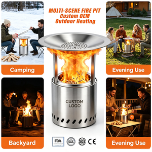 <span class=keywords><strong>Mini</strong></span> <span class=keywords><strong>Chimenea</strong></span> de Acero Inoxidable 304 de Doble Combustible (<span class=keywords><strong>Bioetanol</strong></span> y Pellets de Madera) para Mesa, Ideal para Camping, Barbacoa y Asados - Product Image 6