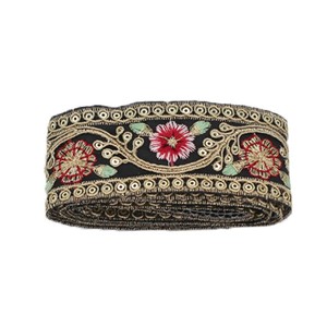 Ruban de broderie florale multicolore, garniture en dentelle, ruban d'accessoire de couture ethnique - Product Image 4