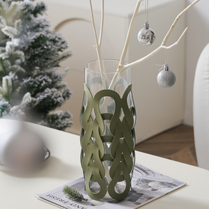 Portavaso in Pelle Intrecciata da Tavolo, Custodia per Bottiglie in Vetro, Decorazione per Casa e Hotel - Product Image 2