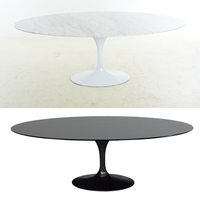 Vente en gros, Table de salle à manger moderne, ovale, en marbre et Aluminium blanc, tulipe, RT-335R