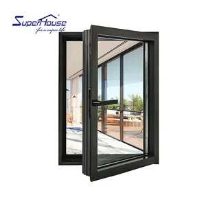 Factory Prefab Window And Door Villas Houses Superhouse Aluminum Modern Customized Windows Clear Sale Black Swing Horizontal 60