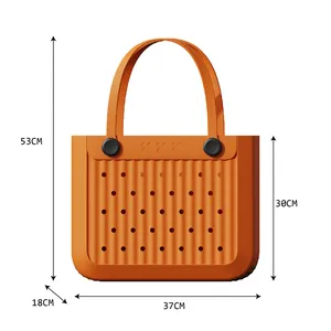 Schlussverkauf Damen Sommer Gummi große modische EVA-Silikon-Tote-Taschen benutzerdefinierte wasserdichte Strand-Taschen Großhandel Leinwand Dot Bogg-Tasche