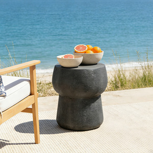 Outdoor <b>Patio</b> Accent <b>Table</b> Double Barrel Shape Concrete Side <b>Table</b> Modern Outdoor Furniture - Product Image 1