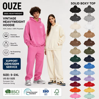Sweat à capuche pour homme 350 g/m² épais style streetwear américain doublé polaire coupe oversize uni avec logo personnalisé – Ensemble de survêtement
